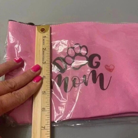 Dog Mom Print Lined Cosmetic Makeup 8" Zipper Pouch Bag - Picture 4 of 4